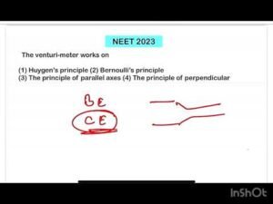 NEET 2023:The venturi-meter works on(1) Huygen’s principle (2) Bernoulli’s principle(3) The princ