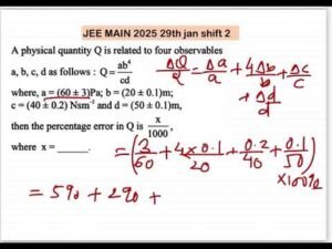JEE MAIN 2025(29jan shift2): A physical quantity Q is related to four observablesa, b, c, d as foll