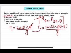 AIPMT2000,1998:Two projectiles of same mass and with same velocity are thrown at an angle 60° and 30