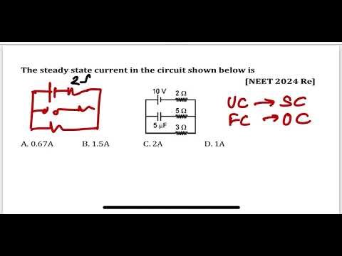 NEET 2024 Re:At steady state, capacitor will be completely charged and will not allow current to pas
