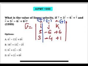 AIPMT 1999:What is the value of linear velocity, if r = 3i − 4j + k and →ω = 5i − 6 j + 6 k ?
